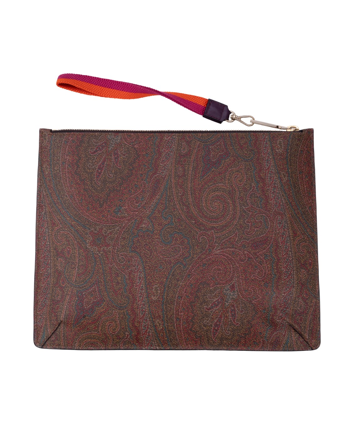 shop ETRO  Pochette Donna: Etro clutch con stampa paisley.
Bordo a contrasto. Dettagli color oro. Placca con logo. Logo interno impresso con goffratura incavata.
Cinturino da polso.
Chiusura superiore con zip.
Scomparto unico e fessure portacarte interne. 
Dimensioni: Larghezza: 27.5 cm
Altezza: 21.5 cm
Composizione: 100% pelle.
Made in Italy.. 1N779 8640-8000 number 6224268